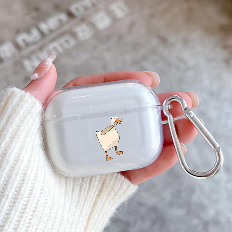 Cartoon Doubt Duck Silicone Case for Apple Airpods 2 1 Earphone Cases With Hook For Airpod Pro 3 Pro2 Clear Protective Covers