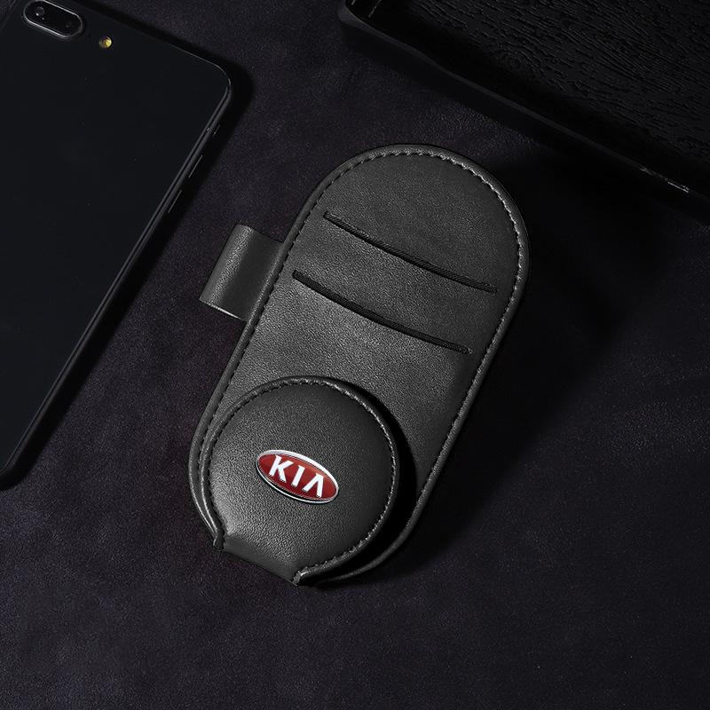 1pcs 2025 Fashion New Leather Car Glasses Clip Sun Visor Multi-function Sunglasses Clip For KIA Cerato Sportage R K2 K3 K5 Sorento Sportage R Rio Soul