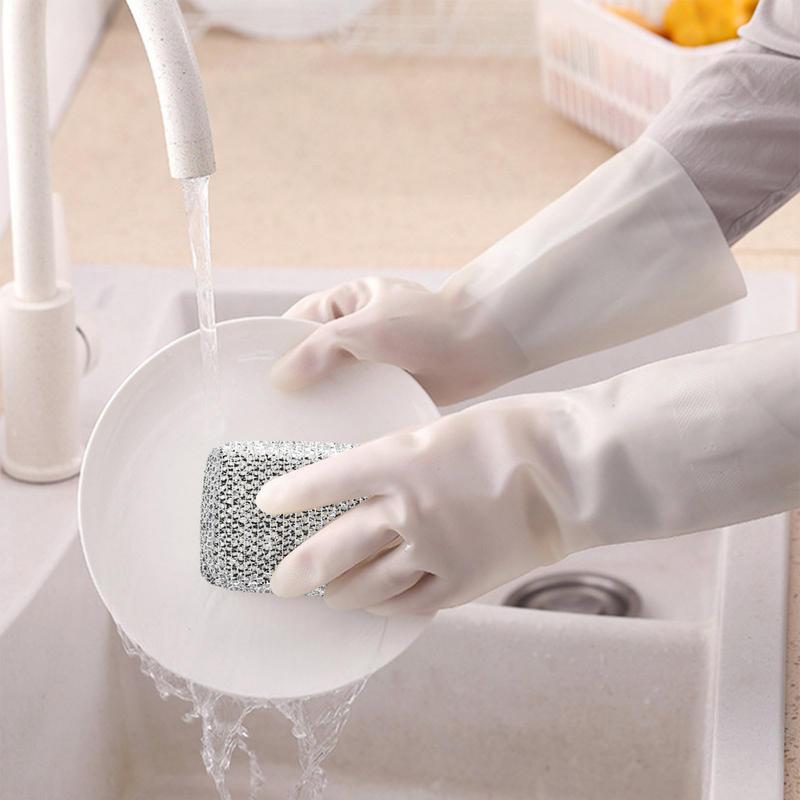 

Стальная мочалка Не царапающая Стальная проволока Кухонное полотенце 3x Портативная сетчатая чистящая ткань Кухонная принадлежность Для дома Ресторанов белый