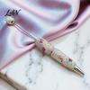 Shiny Rhinestone Pens Glitter Beadable Ballpoint Pen, Sparkly Star Moon Beaded Plastic Customizable DIY Handmade Gel Ink Pen for School Projects,