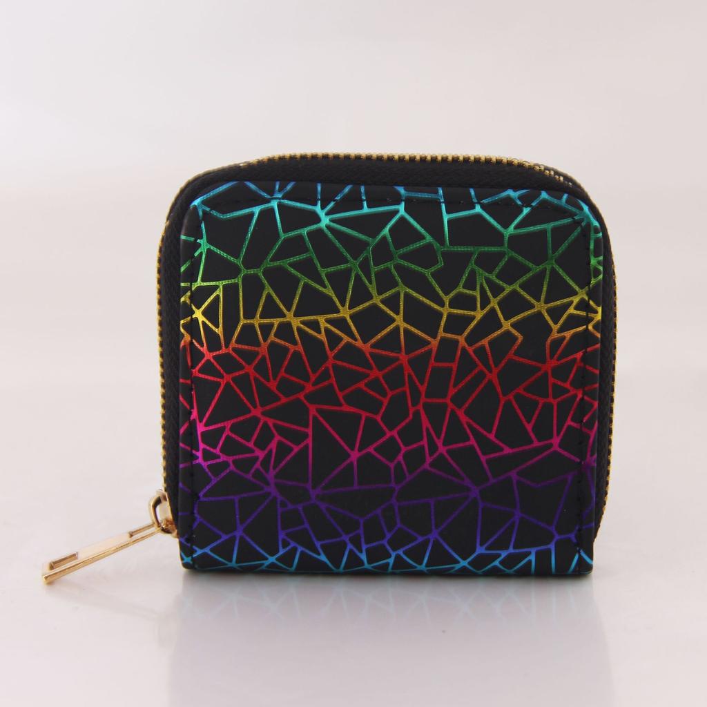 Graphics Colorful Laser Zipper Short Small Wallet Wallet
