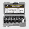 14-Piece Hex Socket Set for Electric and Pneumatic Wrenches – Sizes H6 To H14