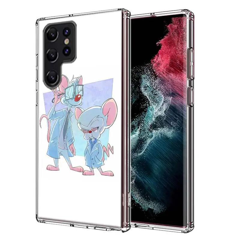 Pinky Anime and the Brain Cover For Samsung Galaxy S21 S20 S23 FE S22+ S24 Ultra S25 Edge Phone Case S10 Plus Clear Capa Coque P