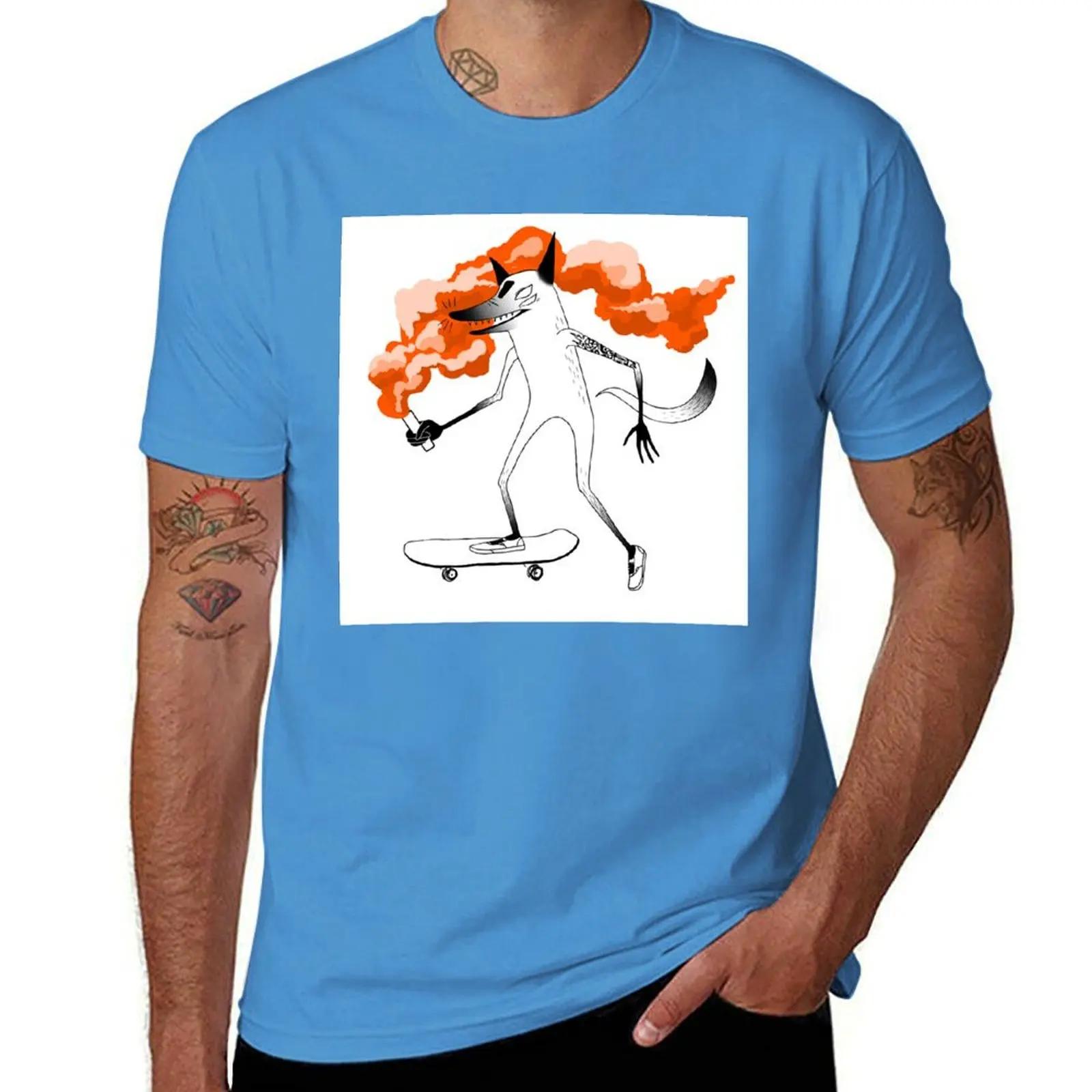 Fox skateboarder TShirt hippie clothes anime figures heavyweights oversized t shirt men S