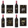 24Pcs 2026 New Year Party Decoration Gold Black Bottle Wrapping Labels Waterproof Wine Decorative Sticker For Champagne