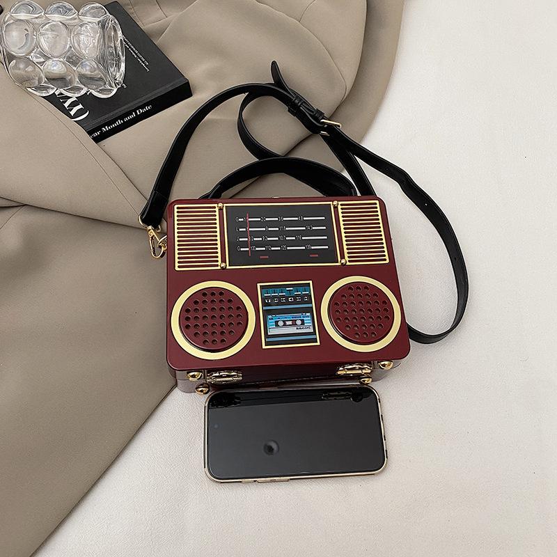 2025 Women 3D Retro Recorder Acrylic Handbags Luxury Designer Crossbody Shoulder Bag Funny Fashion Shape Evening  Banquet Bag