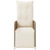 Garden Recliner with Cushions Adjustable Beige Poly Rattan