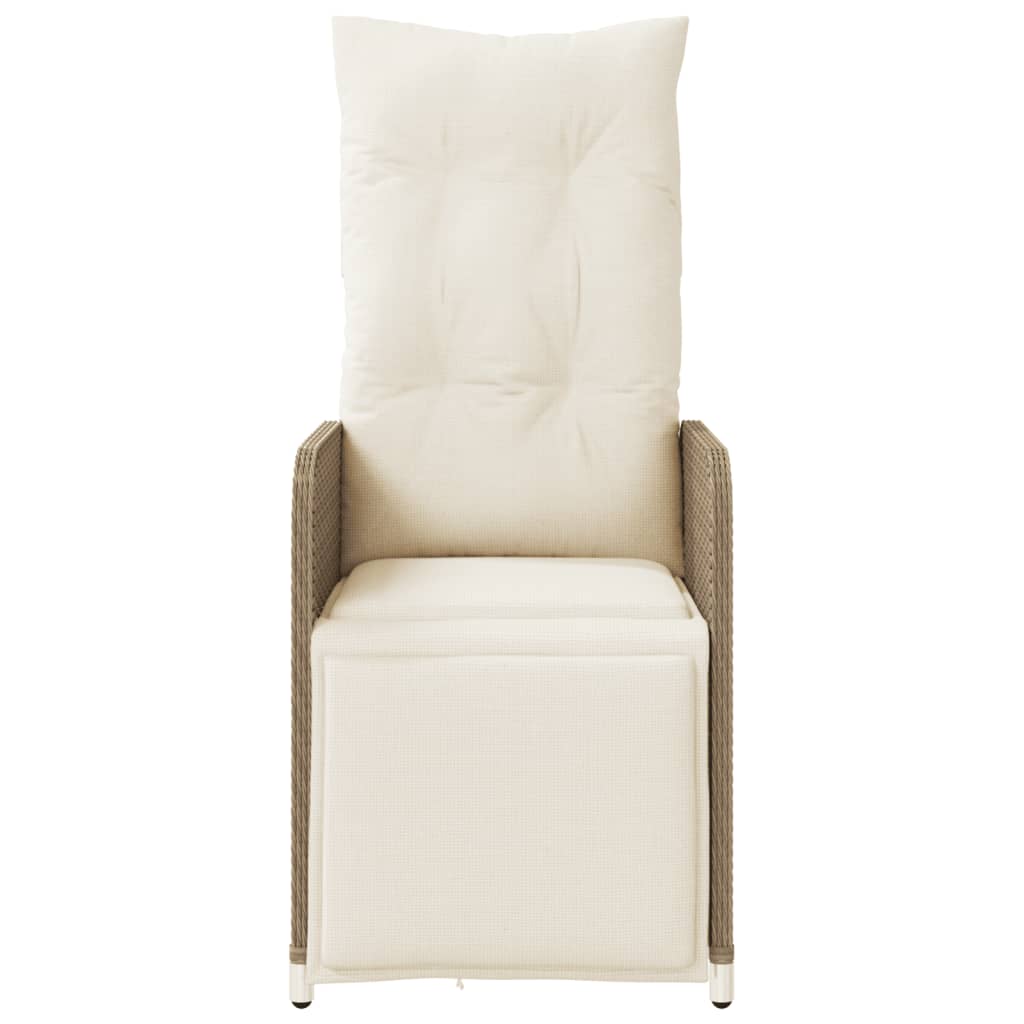 Garden Recliner with Cushions Adjustable Beige Poly Rattan