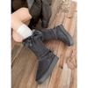 grey velvet thickened non-slip thick-soled long-tube snow boots women's winter warm retro cotton shoes