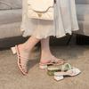 Fashion solid color narrow band slippers women med-high heels slides outdoor footwear ladies sandalia summer dress shoes woman flipflops