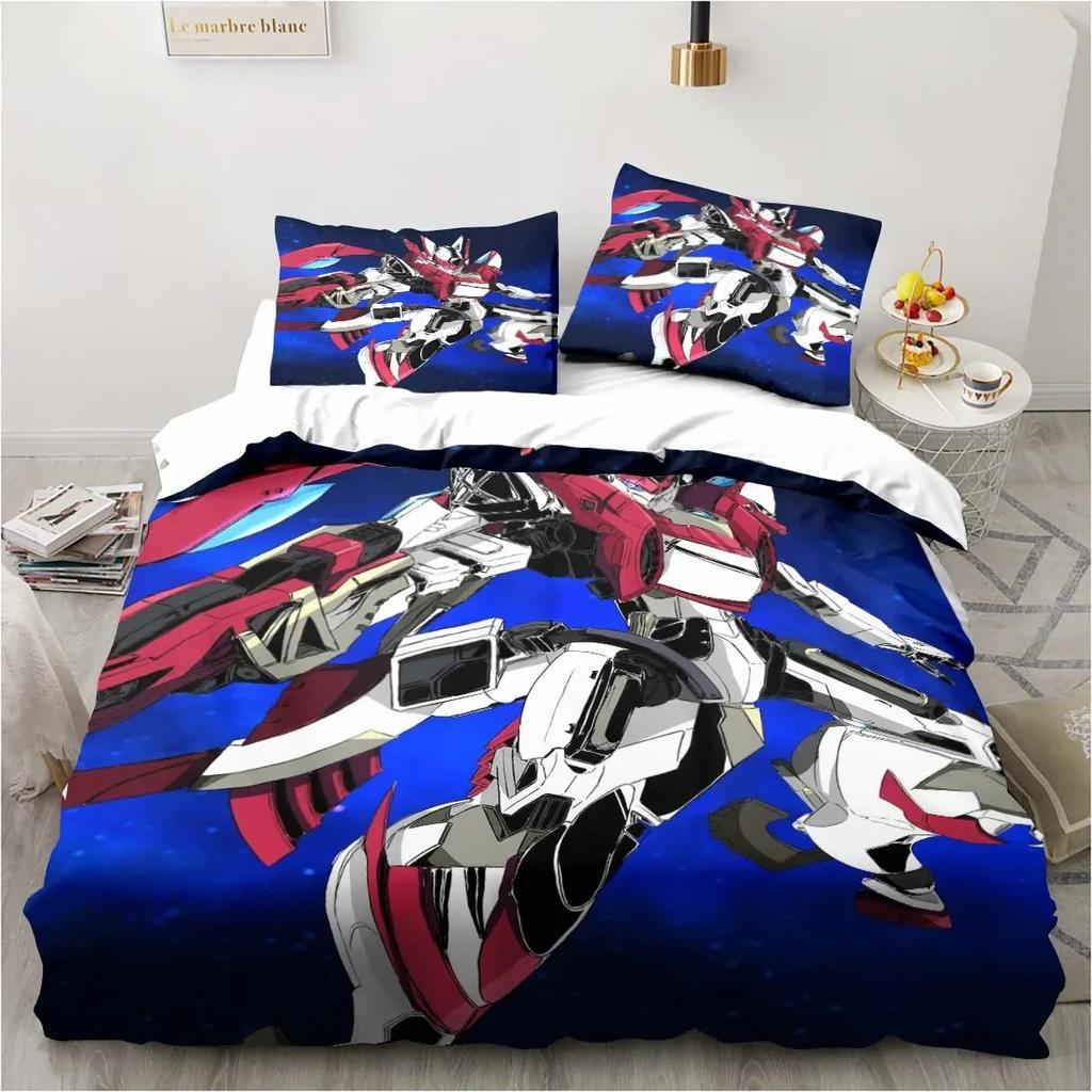 3D Printer Soldier Cartoon Pattern Three-piece Set, Delicate Quilt Cover Pillow Case, Housewares Set, Beautiful Gift Household