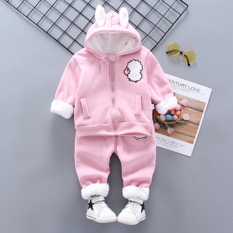 Winter Baby Kids Clothing Sets Cartoon Toddler Boys Girls Warm Hooded Coats Pants Suit Kids Thick Tracksuit Clothes Set