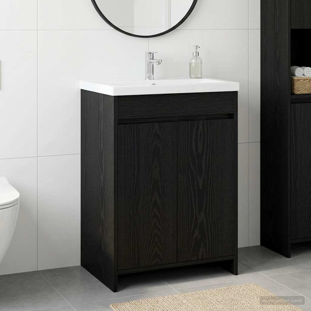 Koupelnová skříňka pod umyvadlo Černý dub 56 x 37,5 x 81 cm Dřevotříska