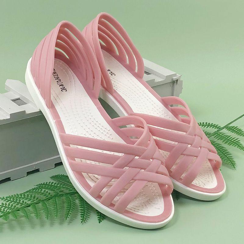 Summer One Step Sandals Women's Flat Heel Outdoor Solid Color Fashion Women's Sandals