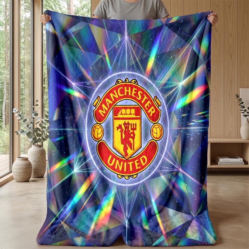 Manchester United Theme Blanket Soft Flannel Blanket Plush Throw Blanket Cozy Sofa Bed Blanket for Home Decor