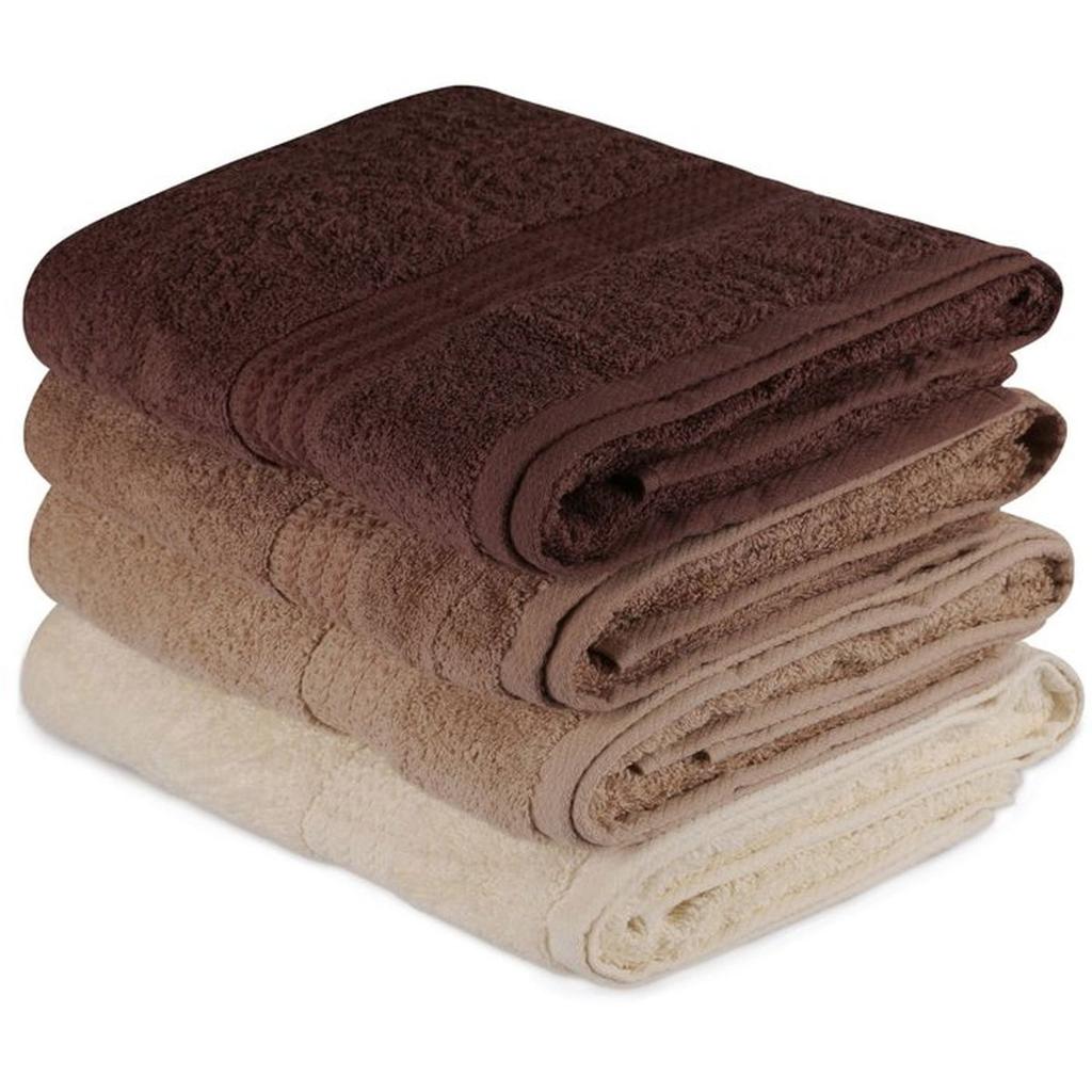Ensemble de 4 serviettes de bain - 70 x 140 cm - Creme