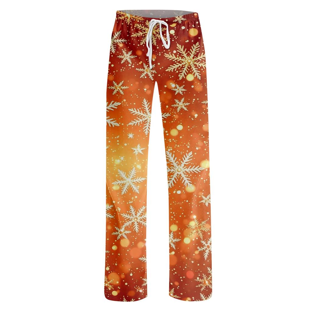Women's Christmas Print Casual Pants with Loose Fit for Holiday Parties