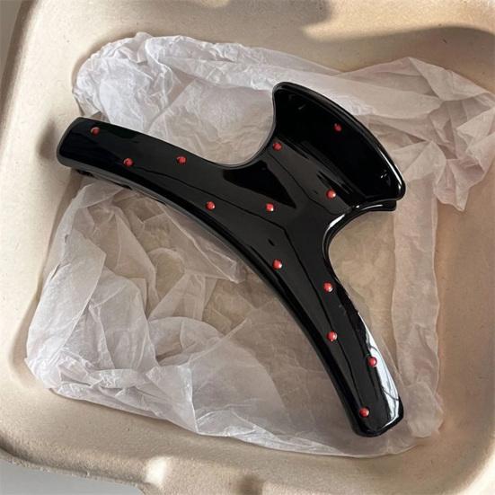 1/2Pcs Women Hair Claw Dot Print Plastic Hair Clamp with Strong Grip Anti-slip Teeth Large Size Shark Hair Clip