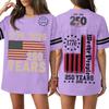 Women's Casual V Neck Jersey Shirt Short Sleeve Athletic Top 250th Anniversary Independence Day Printed T Shirt Loose Fit