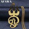 Indien Tamil Om Zeichen Anhänger Halskette Für Frauen Edelstahl Goldfarbe OM Symbol Ketten Halsketten Amulett Schmuck N1049S02