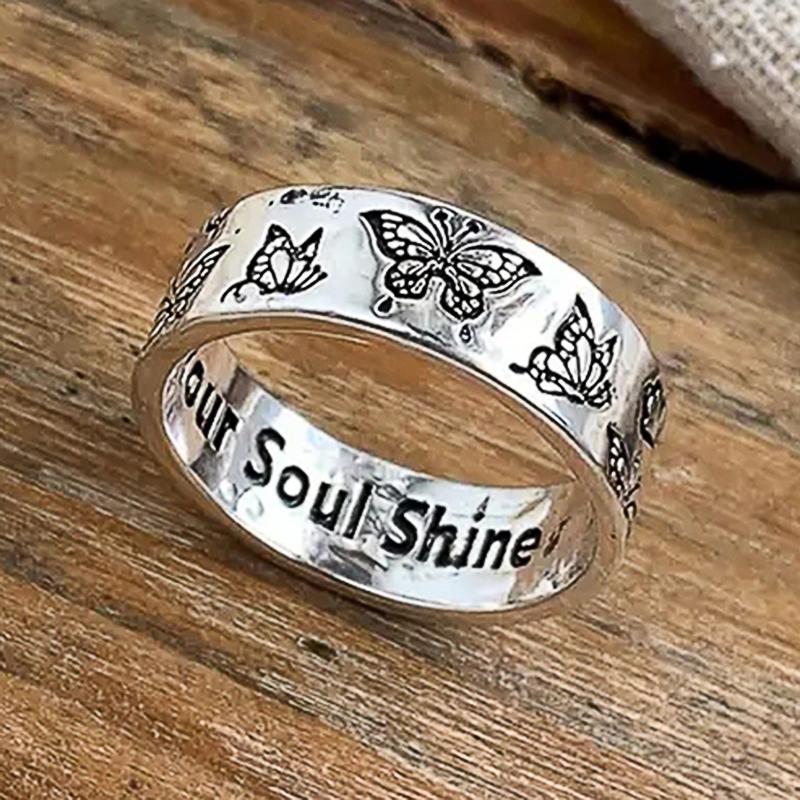 

Huitan Punk Carved Butterfly Finger Rings for Women Daily Wear Statement FInger Rings Hip Hop Girls Accessories Trend Zircon 10