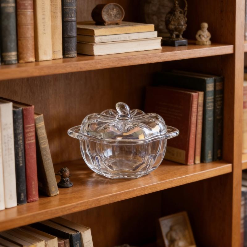 Pumpkins Glass Storage Jar with Lid,Candy & Cookie Jar,Jewelry Box,Buffet & Biscuit Containers Decorative Candy Dish