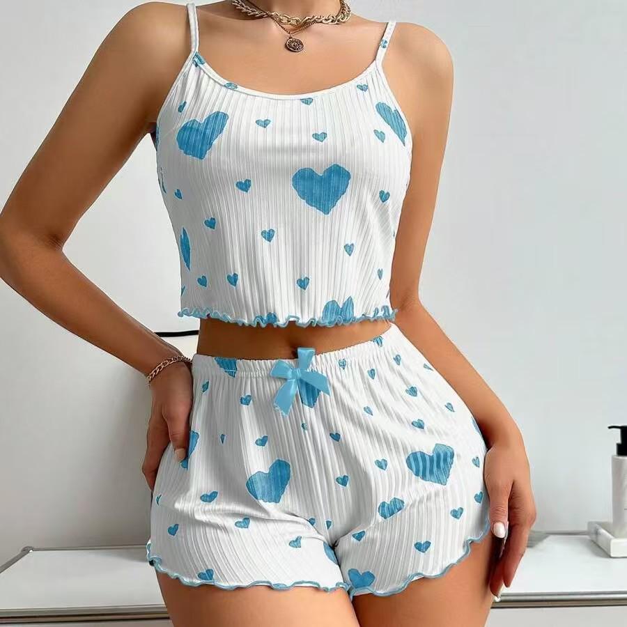 Women's Heart Print Knit Cami & Shorts Pajama Set