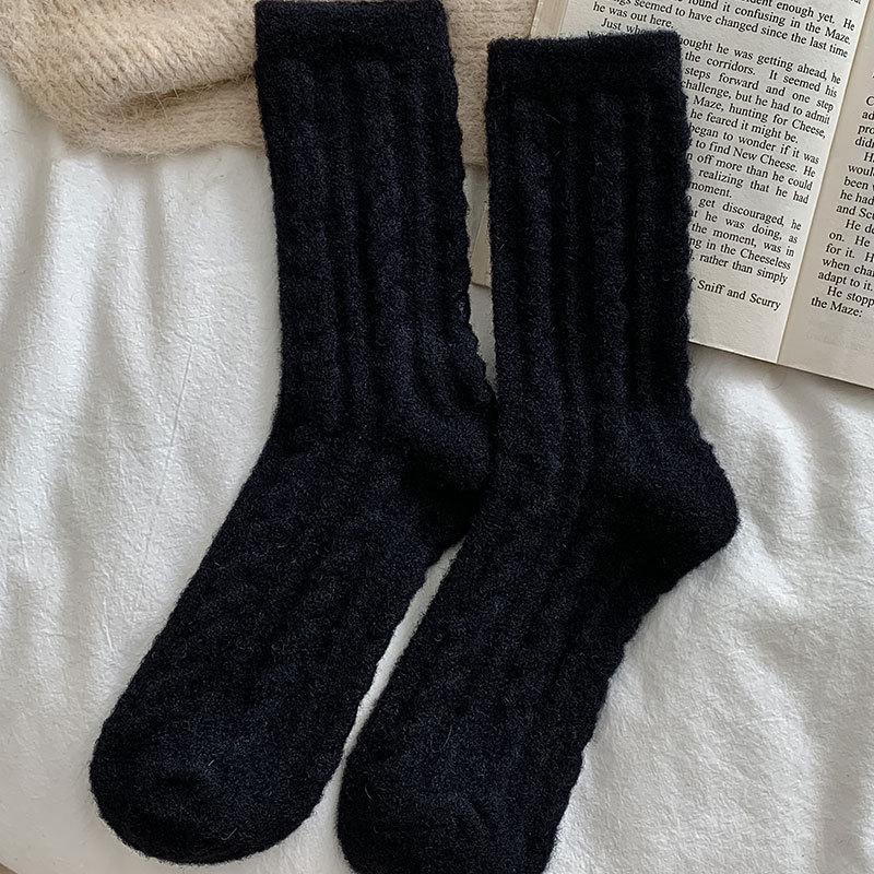 

Женские толстые зимние бархатные носки средней длины - дизайн полотенца с цветным ворсом Майяра One Size чёрный
