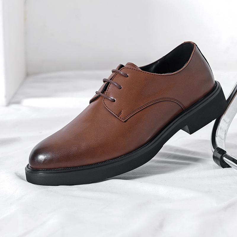 Simple Casual Shoes Men's Genuine Leather Shoes Soft Soles Comfortable Men's Business Shoes Office Formal Shoes Lace Up