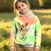 Sudadera con capucha y mangas largas de colores para niña con bolsillo para mascota para uso casual diario