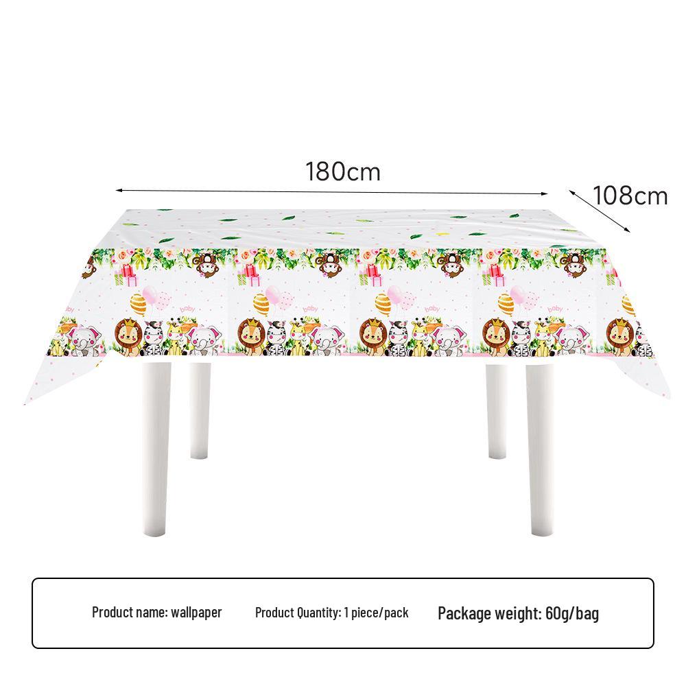 2025 Pink Jungle Animal Party Paper Tableware Set: Plates, Cups, Napkins, Tablecloth