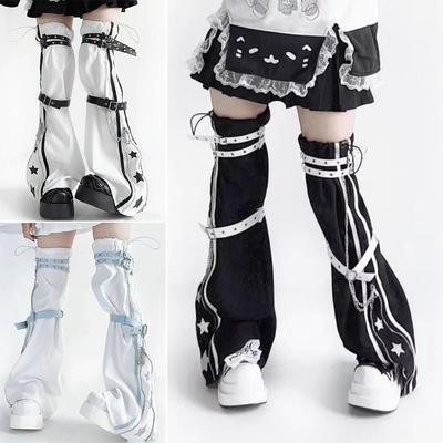 Y2k Gothic Leg Garters Adjustable Leather Buckle Long Socks Creative Leg Warmer