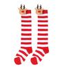 Kids' Christmas Socks Reindeer Plush Striped Knee-High Stockings Over Knee Socks Festive Holiday Wear for Boys Girls