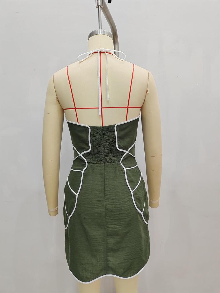 2026 Europe Summer Spaghetti Strap A-line Mini Dress - Elegant Seaside Style