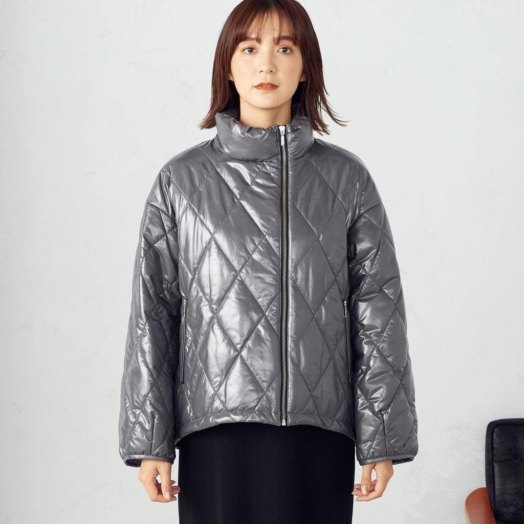 Comme Ca Ism Quilted Coat M Charcoal 12-25MC01-203