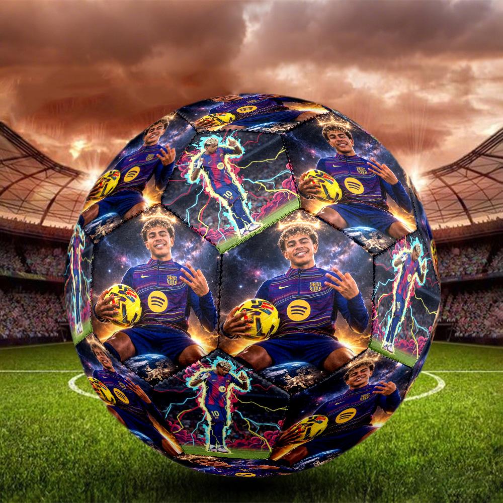 Lamine Yamal 19 Football Player Portrait Size 5 Soccer Ball Machine Sewn Indoor/Outdoor Universal Football Unique Gift for Soccer Lovers
