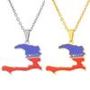 Stainless Steel Haiti Flag Pendant Necklace with Oil Drip Finish