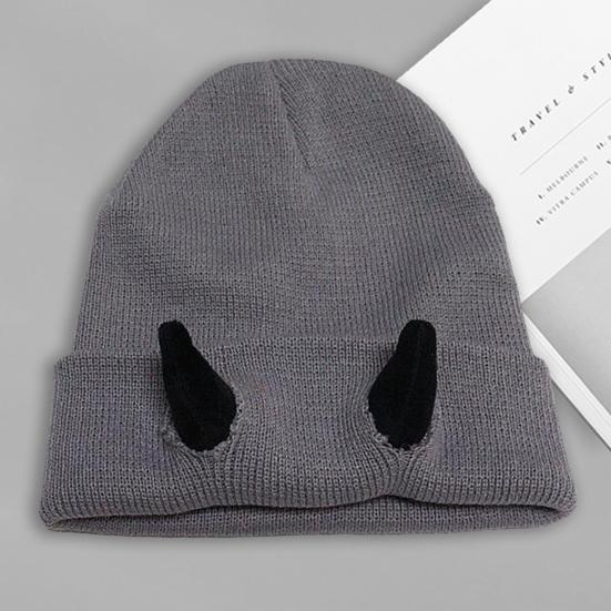 Pletená čepice s ďábelskými rohy Zimní Pánská Dámská Čepice Lebka s rohy Venkovní Lyžování Chladné Počasí Teplá Ručně pletená čepice s ďábelskými rohy