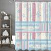 Blue Pink Striped Stars and Moon Shower Curtain, Bathroom Decorative Shower Curtain, Waterproof Shower Curtain with Hooks