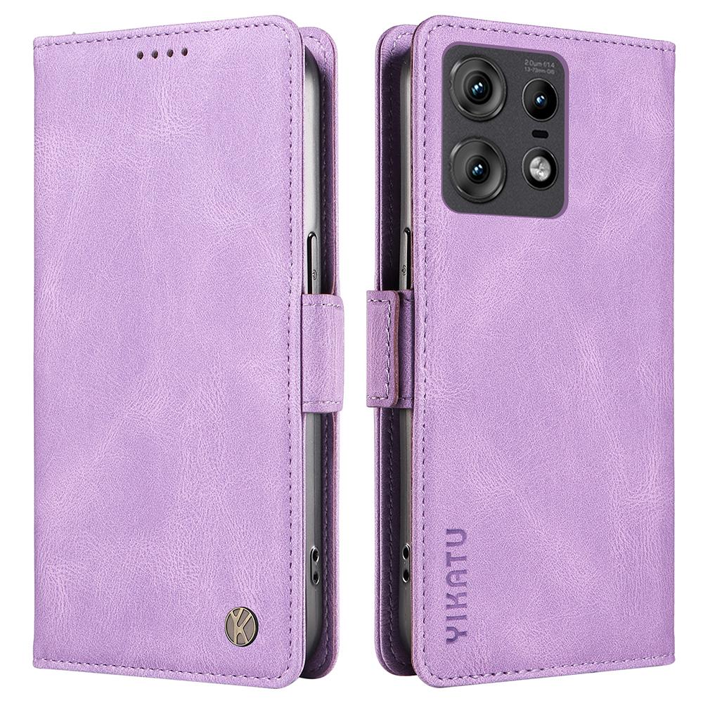 

For Motorola Edge 50 Pro 5G Case Card Slot Skin-Touch Leather Flip Phone Cover Purple