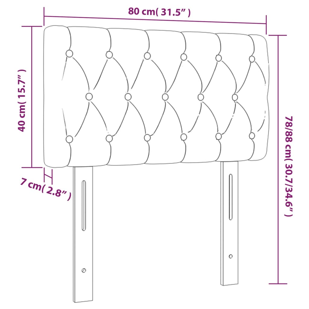 LED Headboard Light Grey 80x7x78 88 cm Velvet