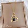 Stainless Steel Copper Micro-Inlaid Natural Stone Heart Fashion Light Luxury Elegant Electroplated Sporty Unisex Necklace