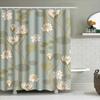 Delicate Floral Print Shower Curtain Elegant Green Gold Water Lily Design For Bathroom Decor Waterproof Fabric With Hook Rings S