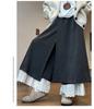 Women's Patchwork Lace Trim High-Waisted Wide-Leg Pants: Versatile, Slimming, Plus Velvet for Autumn/Winter 2025.