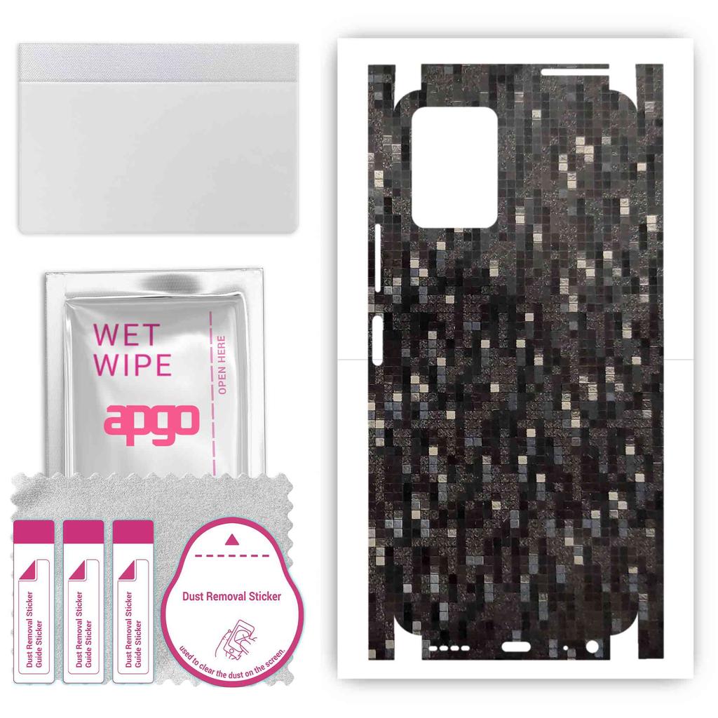 apgo Adesivo Protettivo Skin per retro+lati compatibile con VIvo Y21e, Pellicola Avvolgente Totale, Pellicola, Vinile - Motivo Carbonio Nero Pixel