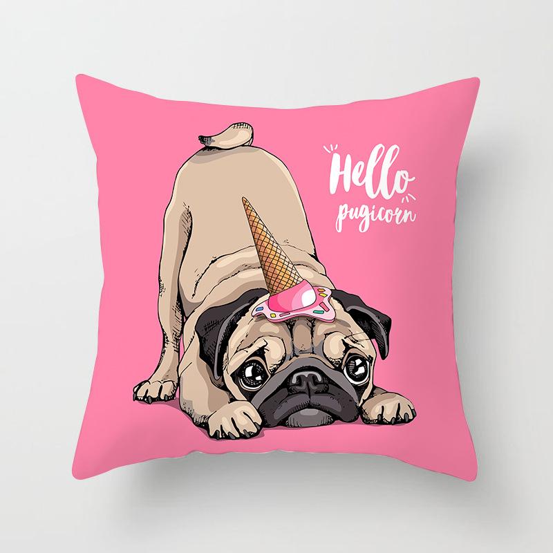 45x45cm New Cartoon Dog Fighting Series Pillowcase Sofa Office Seat Car Cushion Cover Creative Ornament Home Decoration