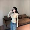Women's Lace Patchwork V-neck Long-sleeve Top - Autumn/Winter Sexy Slim-fit Base Layer