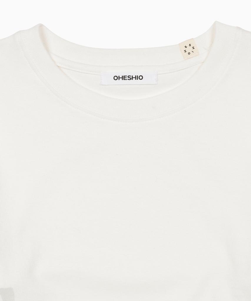 Ohesio Logo Layered Stripe Long T-Shirt, White