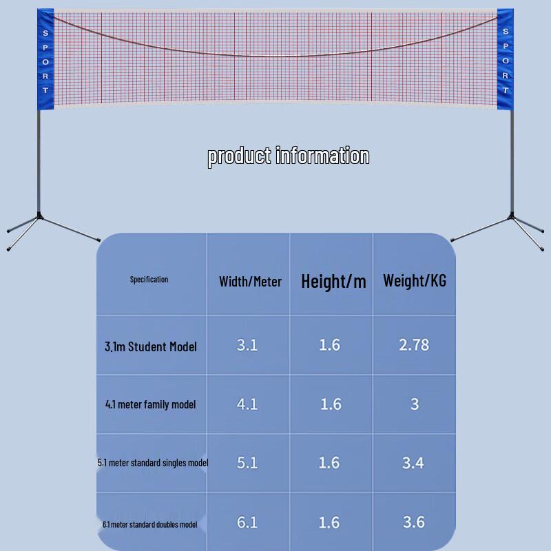 WEZHO Bärbart Fällbart Badmintonnätssystem