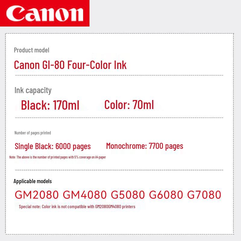 Canon GI-80 Original 4-Color Ink Cartridge Set